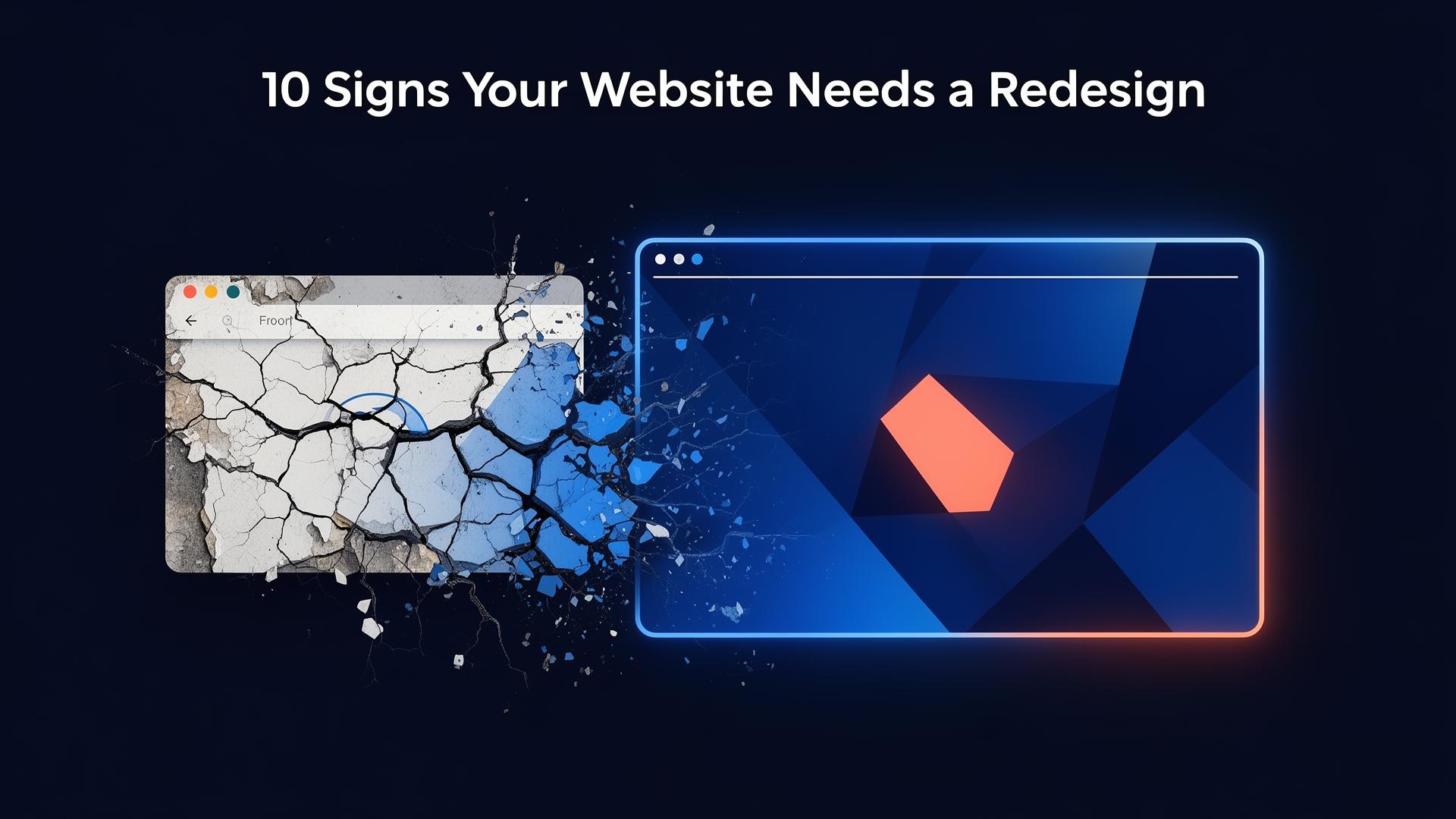Editorial illustration showing the warning signs a website needs a redesign
